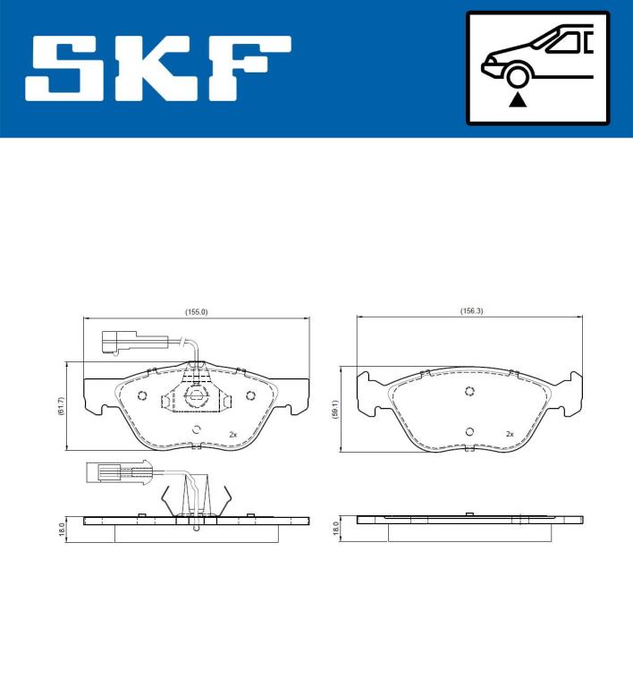 Jeu de 4 plaquettes de frein SKF ref. VKBP 80786 E